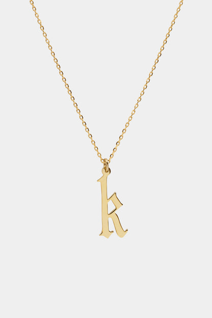Large Gothic Letter Necklace | 9K Yellow Gold