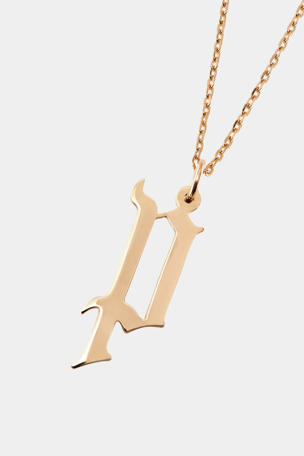 Large Gothic Letter Necklace | 9K Rose Gold