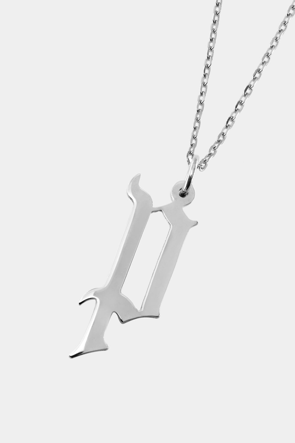 Large Gothic Letter Necklace | 9K White Gold