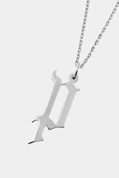 Large Gothic Letter Necklace | 9K White Gold