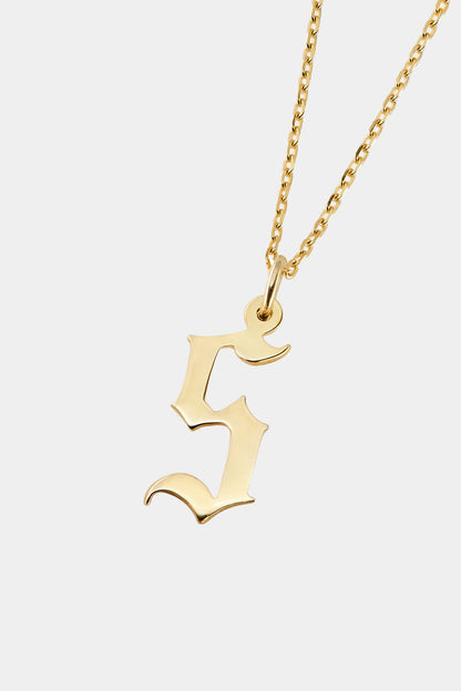 Large Gothic Letter Necklace | 9K Yellow Gold