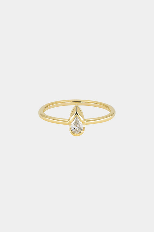Mini Pear Diamond Ring | 9K Yellow Gold