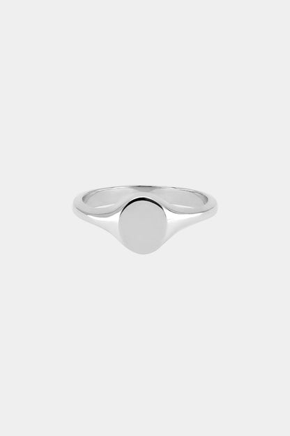 Mini Oval Signet Ring | White Gold