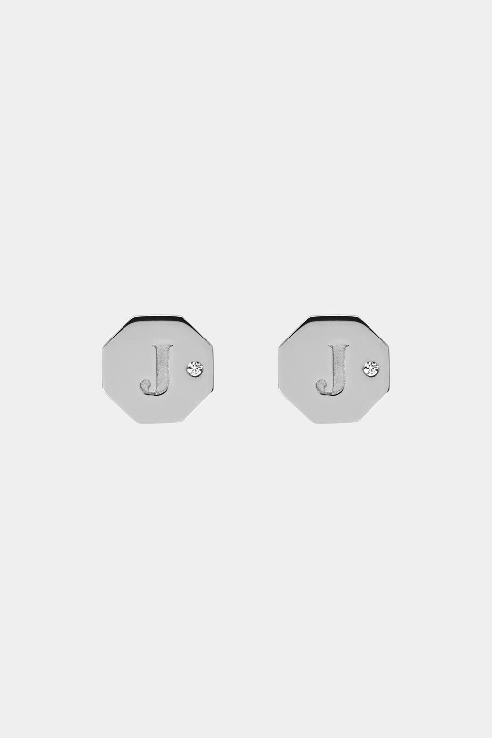 Letter Earrings | 9K White Gold