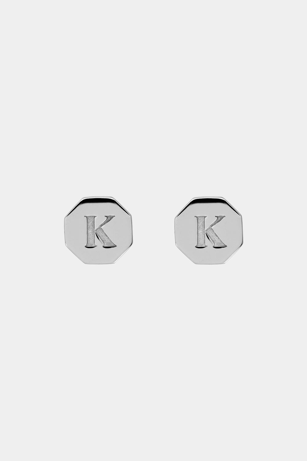 Letter Earrings | 9K White Gold