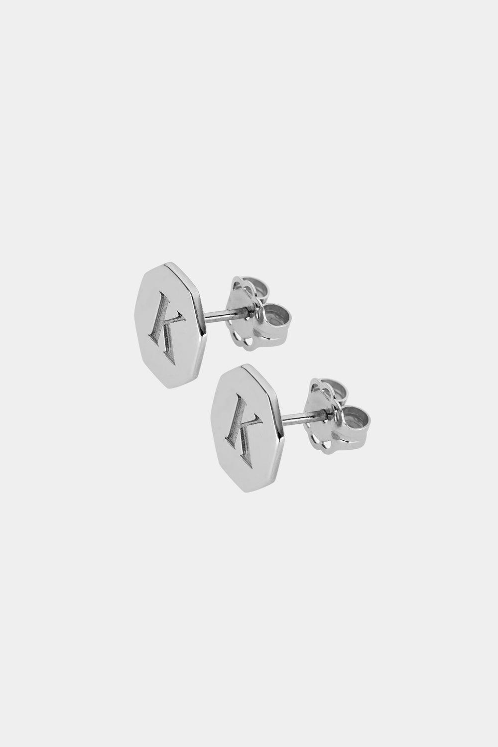 Letter Earrings | 9K White Gold