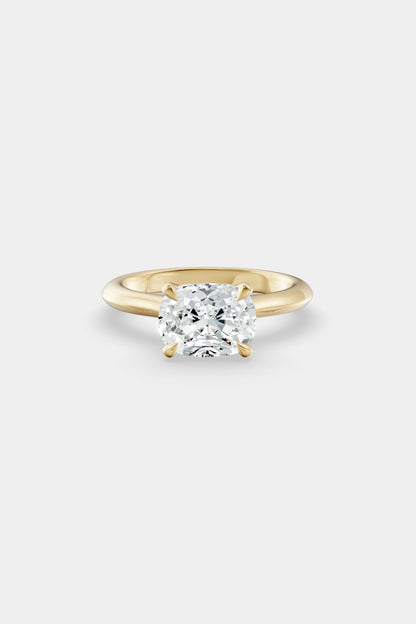 East West Diamond Solitaire Ring | Traditional Band