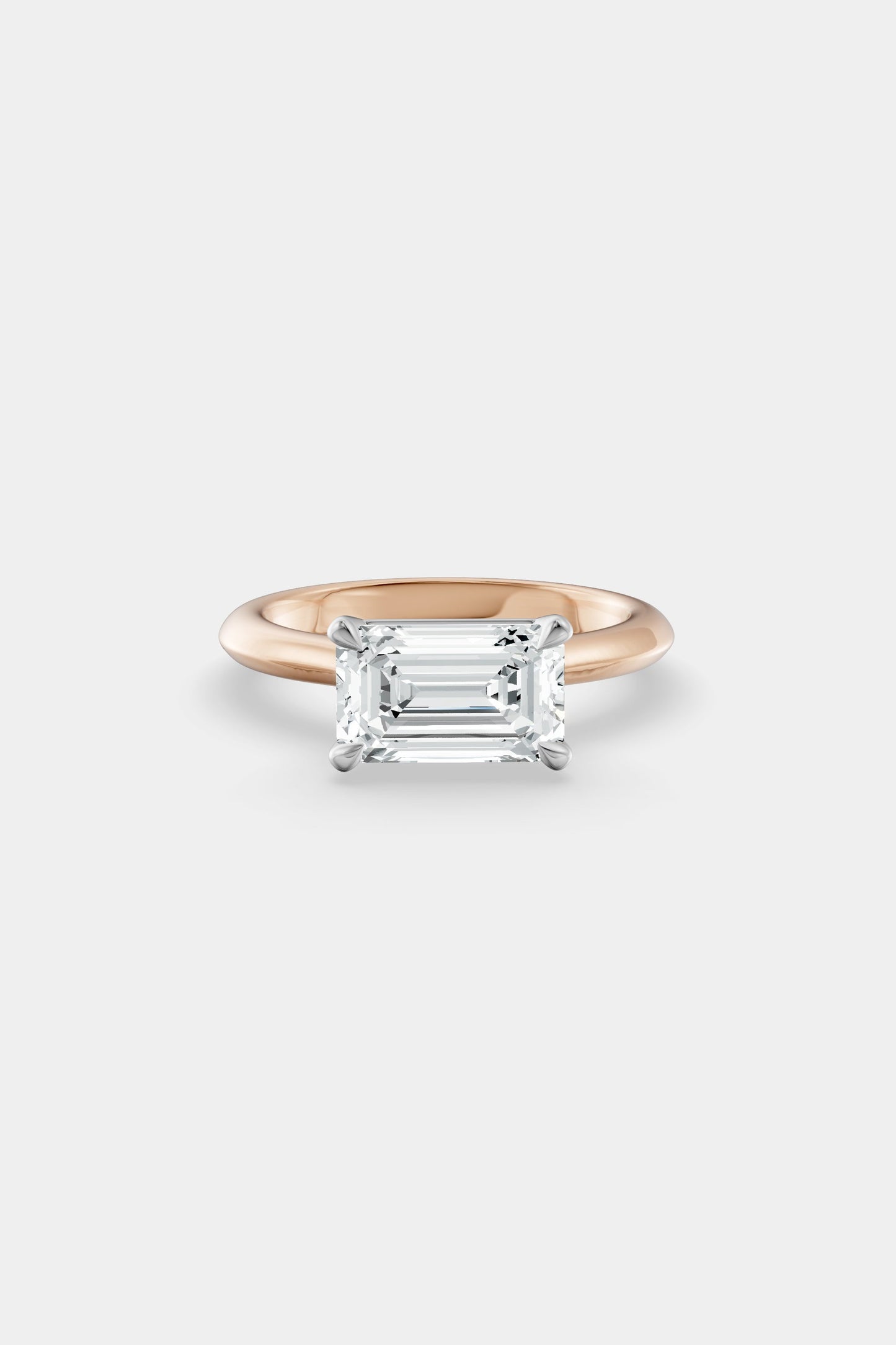 East West Diamond Solitaire Ring | Traditional Band