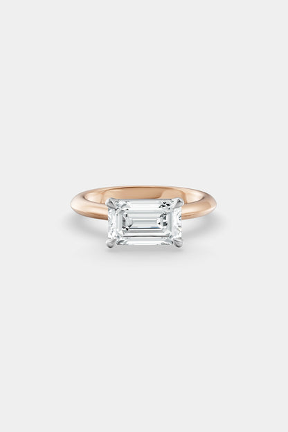 East West Diamond Solitaire Ring | Traditional Band