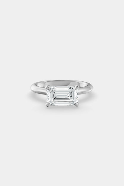 East West Diamond Solitaire Ring | Traditional Band