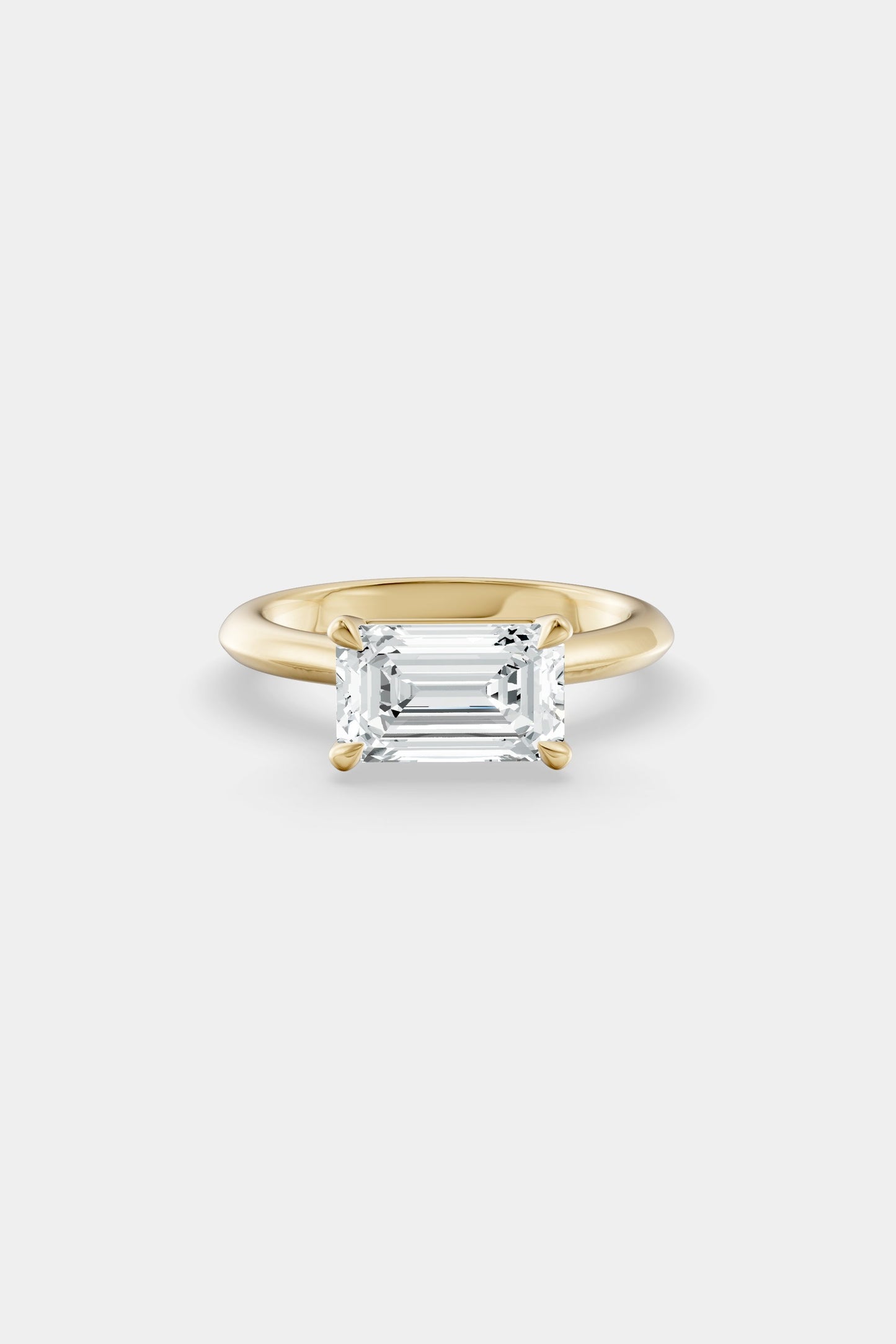 East West Diamond Solitaire Ring | Traditional Band