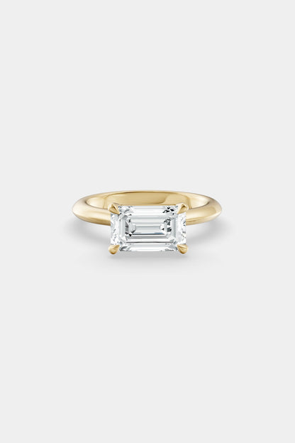 East West Diamond Solitaire Ring | Traditional Band