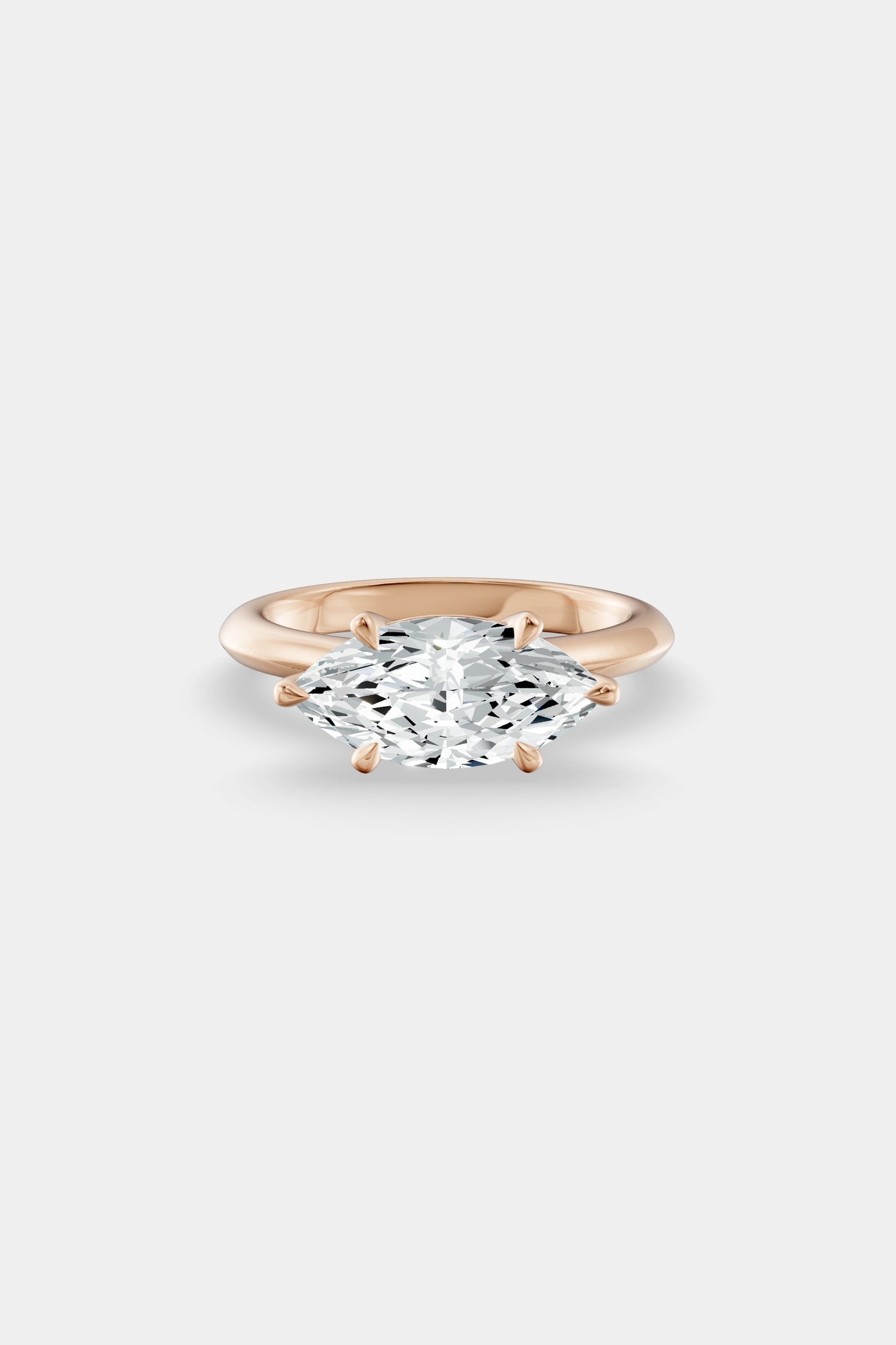 East West Diamond Solitaire Ring | Traditional Band