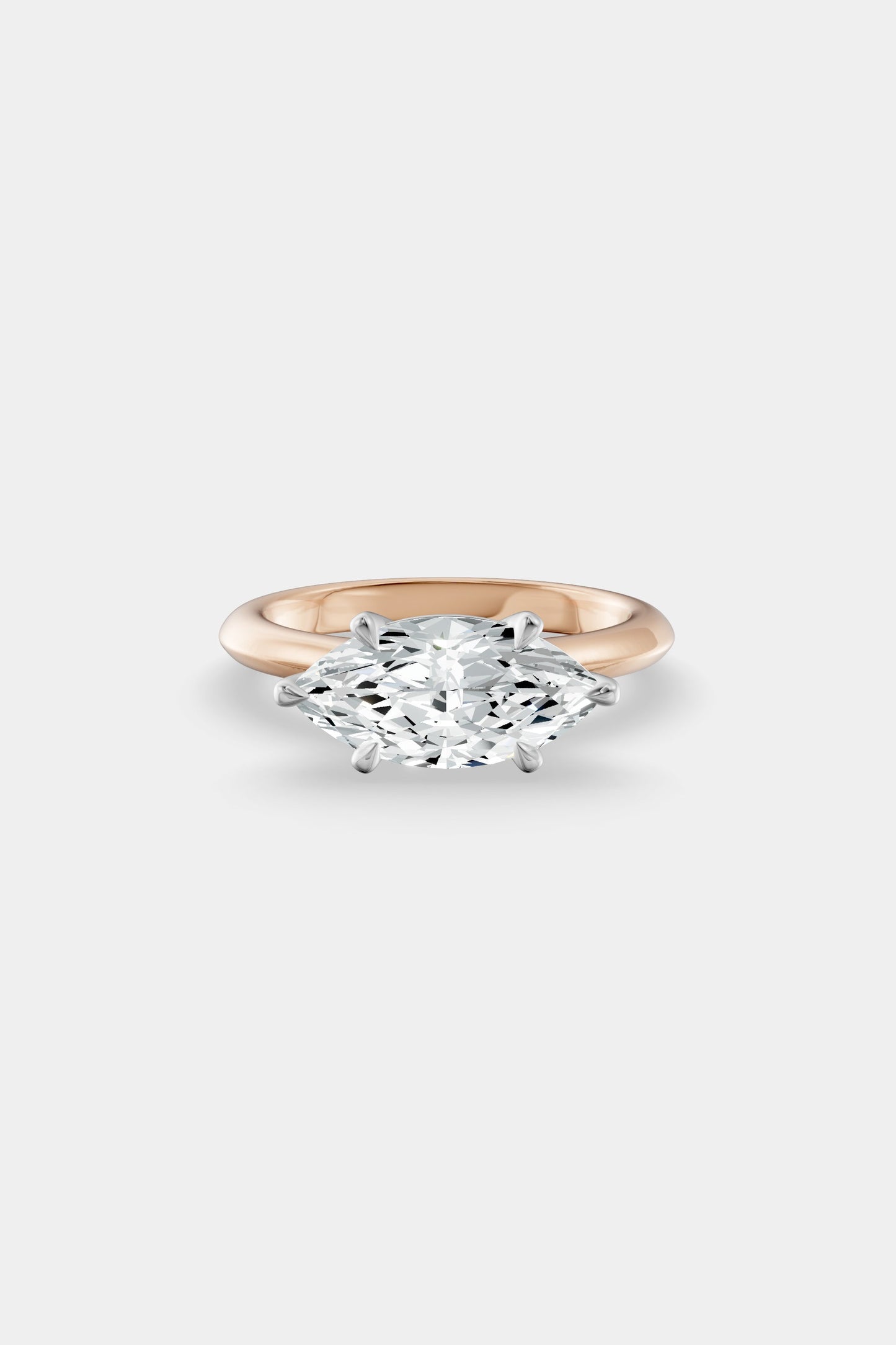 East West Diamond Solitaire Ring | Traditional Band