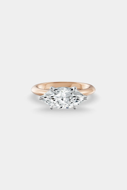 East West Diamond Solitaire Ring | Traditional Band