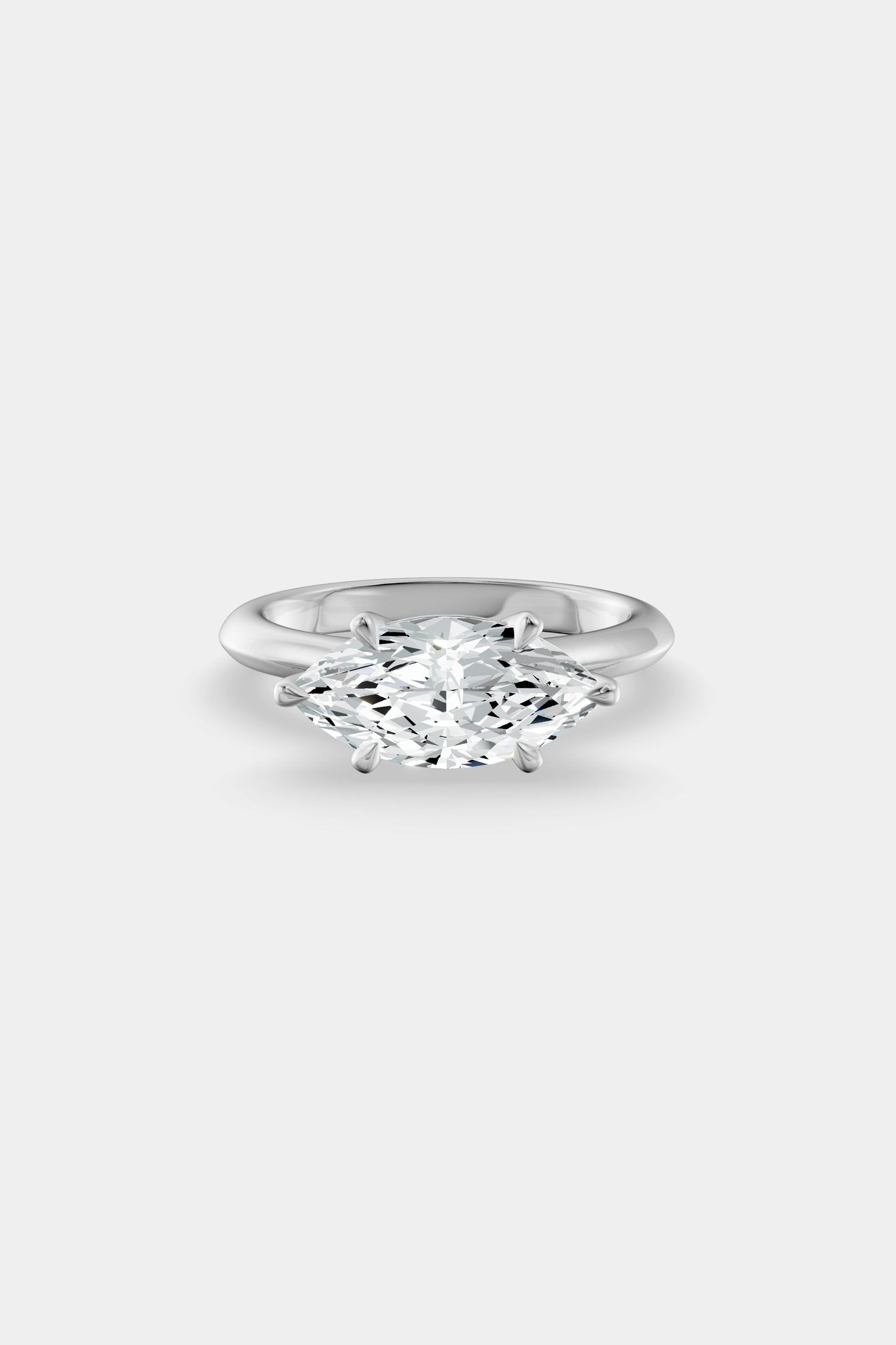 East West Diamond Solitaire Ring | Traditional Band