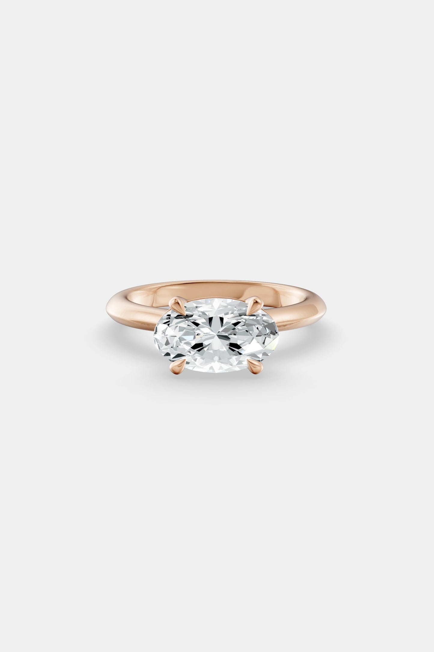 East West Diamond Solitaire Ring | Traditional Band