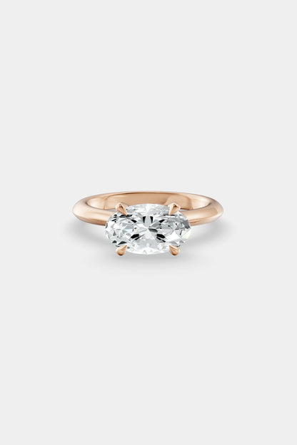 East West Diamond Solitaire Ring | Traditional Band