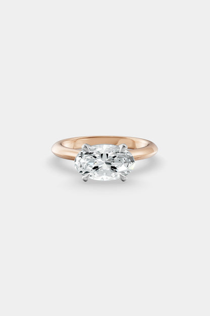 East West Diamond Solitaire Ring | Traditional Band