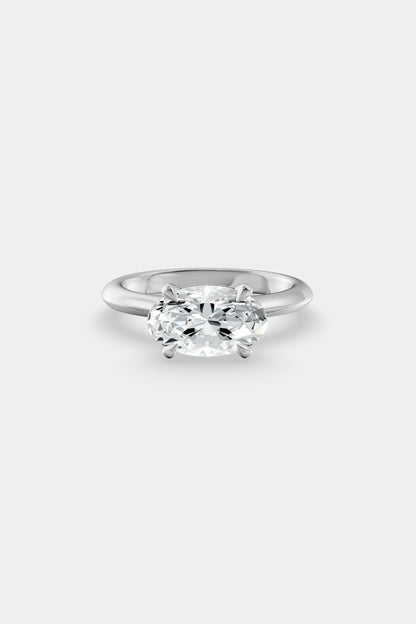 East West Diamond Solitaire Ring | Traditional Band