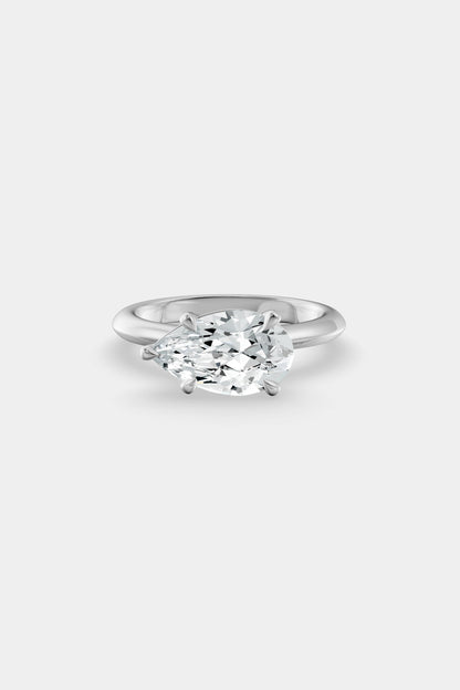 East West Diamond Solitaire Ring | Traditional Band