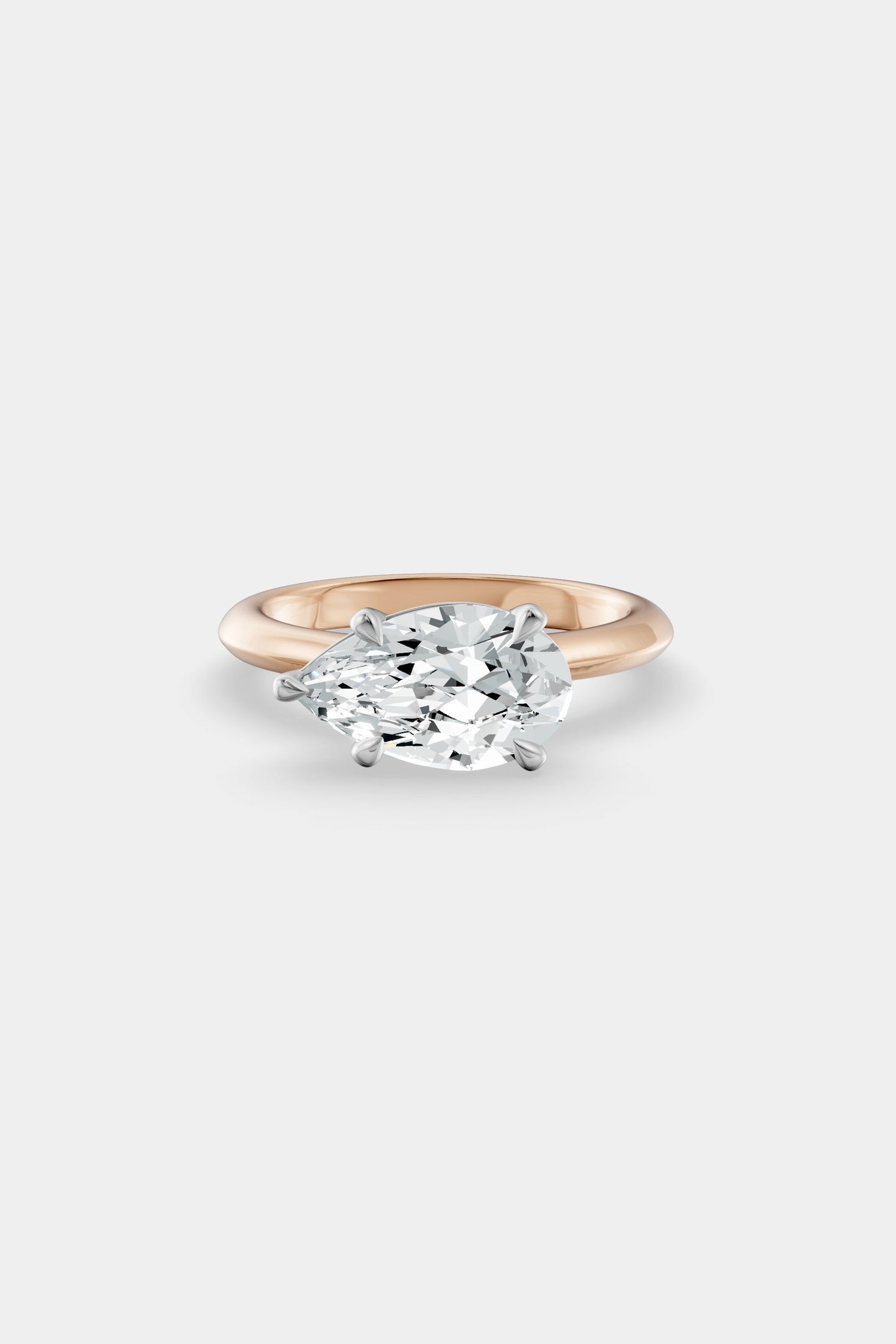 East West Diamond Solitaire Ring | Traditional Band