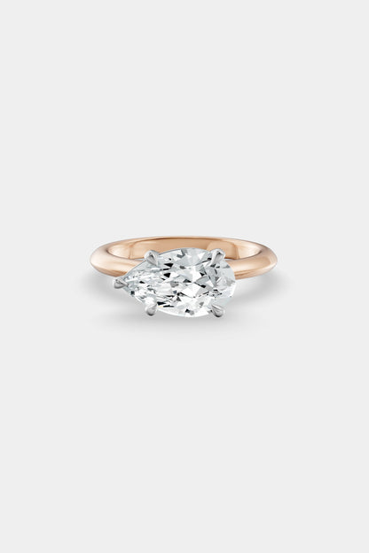 East West Diamond Solitaire Ring | Traditional Band