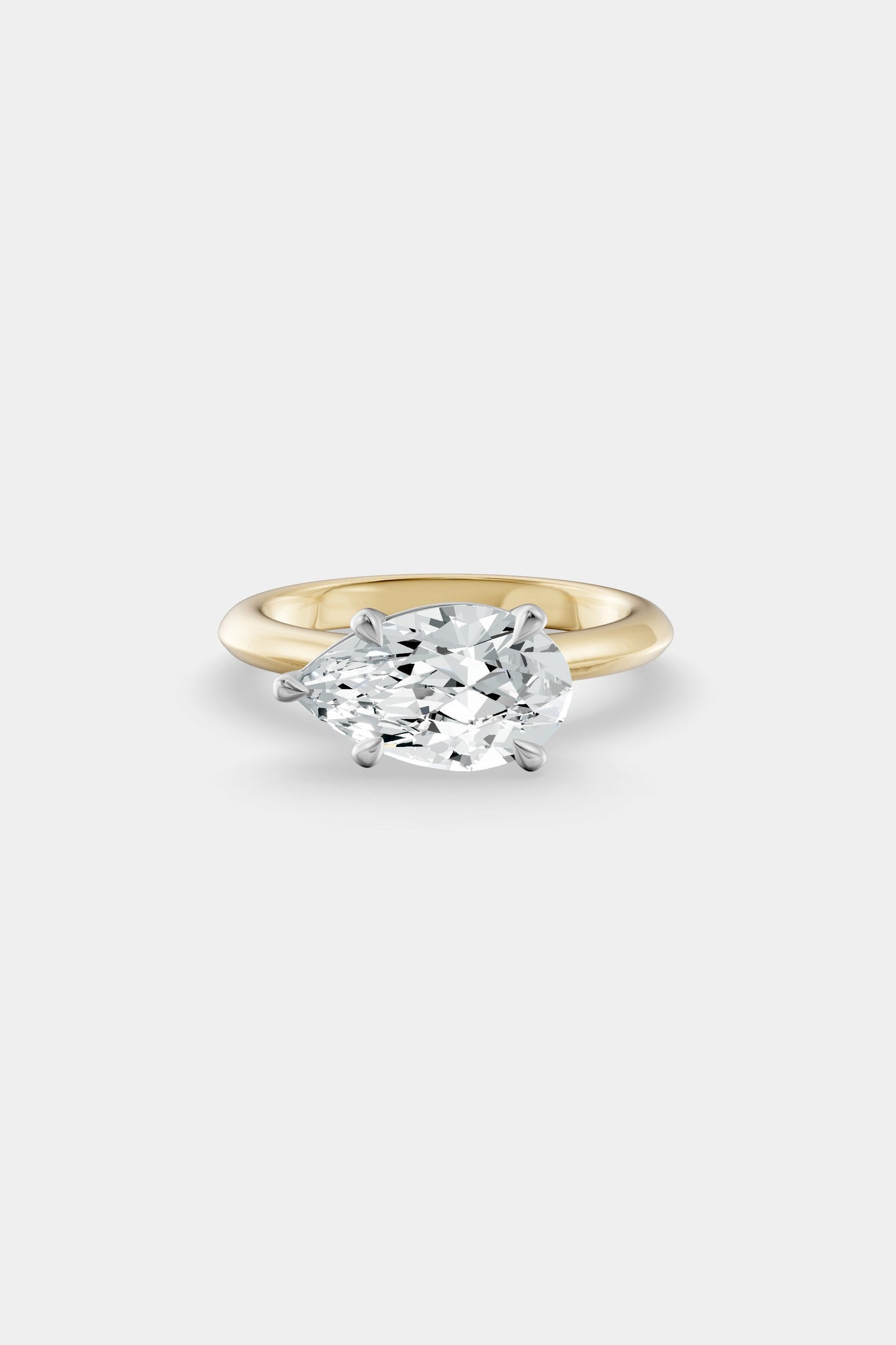 East West Diamond Solitaire Ring | Traditional Band