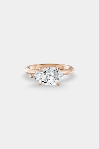 East West Diamond Solitaire Ring | Traditional Band
