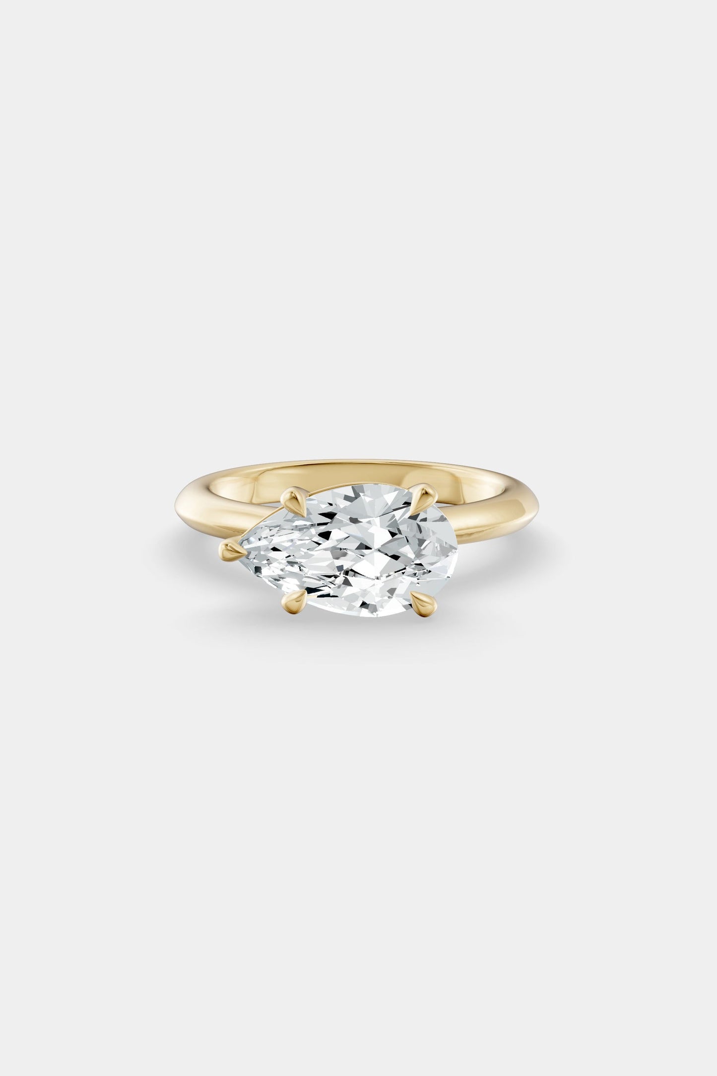 East West Diamond Solitaire Ring | Traditional Band