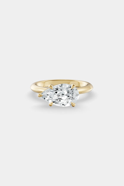 East West Diamond Solitaire Ring | Traditional Band