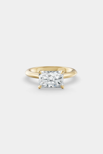 East West Diamond Solitaire Ring | Traditional Band
