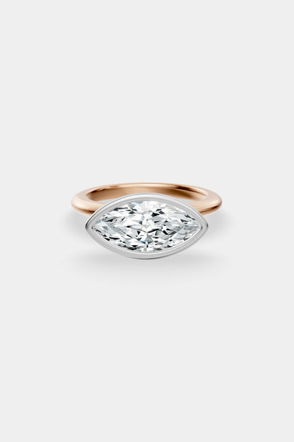 East West Diamond Bezel Solitaire Ring | Gwen Band