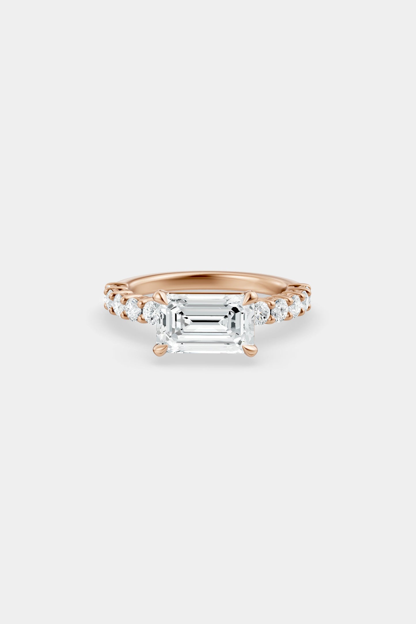 East West Diamond Solitaire Ring | 0.05ct Diamond Half Eternity Band