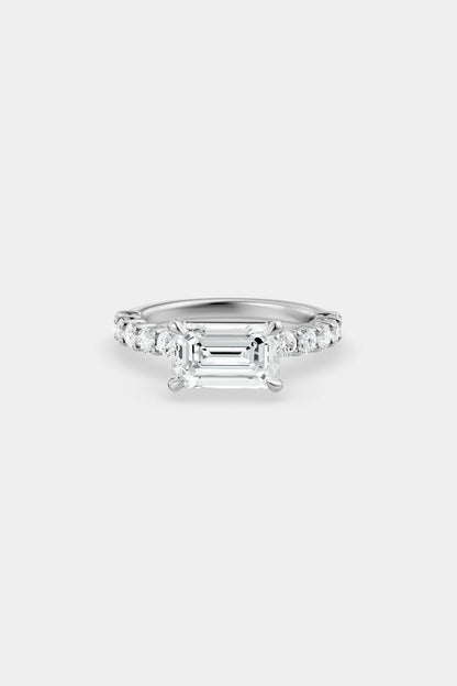 East West Diamond Solitaire Ring | 0.05ct Diamond Half Eternity Band