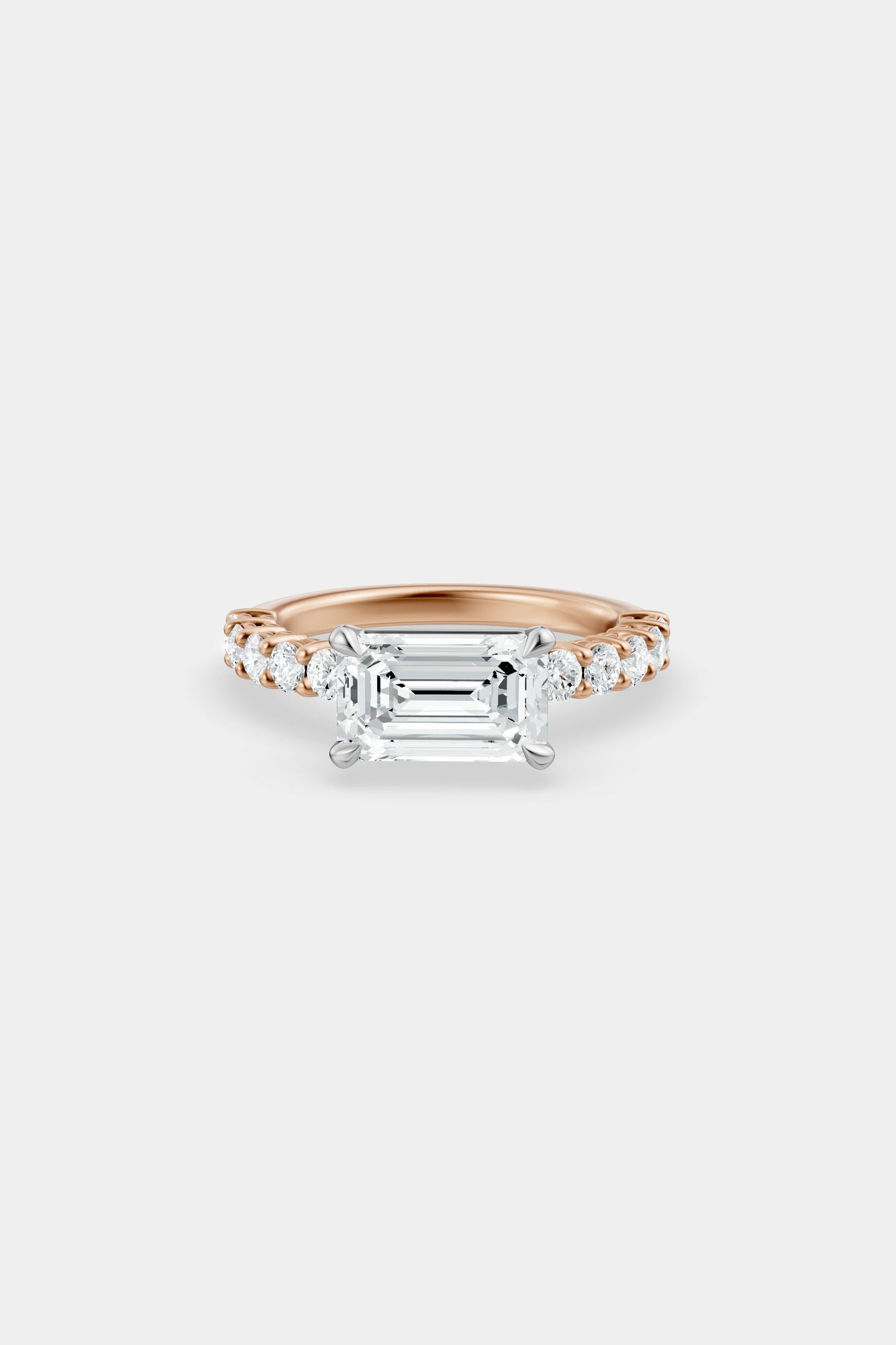 East West Diamond Solitaire Ring | 0.05ct Diamond Half Eternity Band