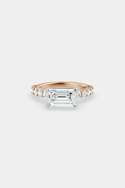 East West Diamond Solitaire Ring | 0.05ct Diamond Half Eternity Band
