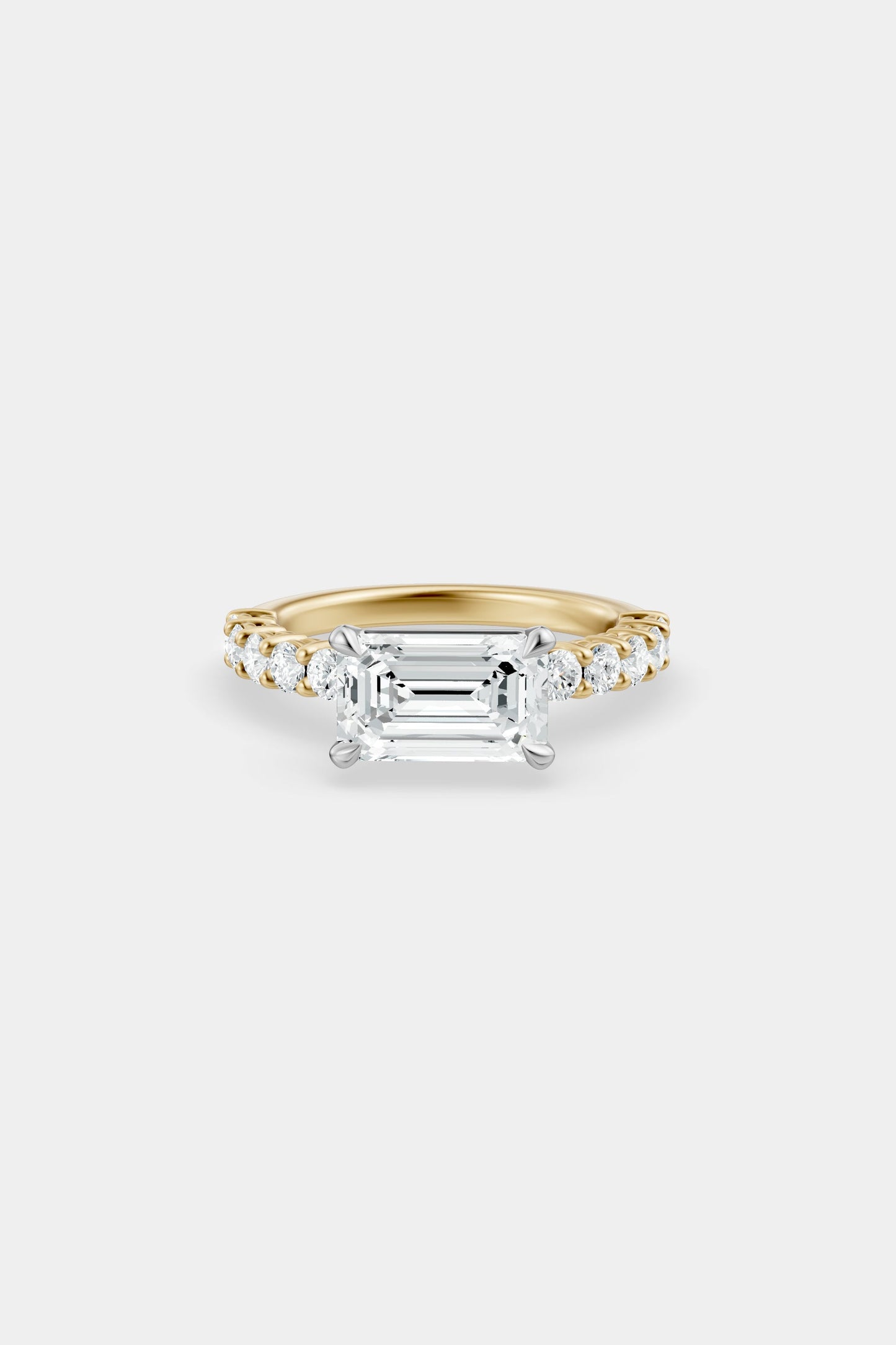 East West Diamond Solitaire Ring | 0.05ct Diamond Half Eternity Band