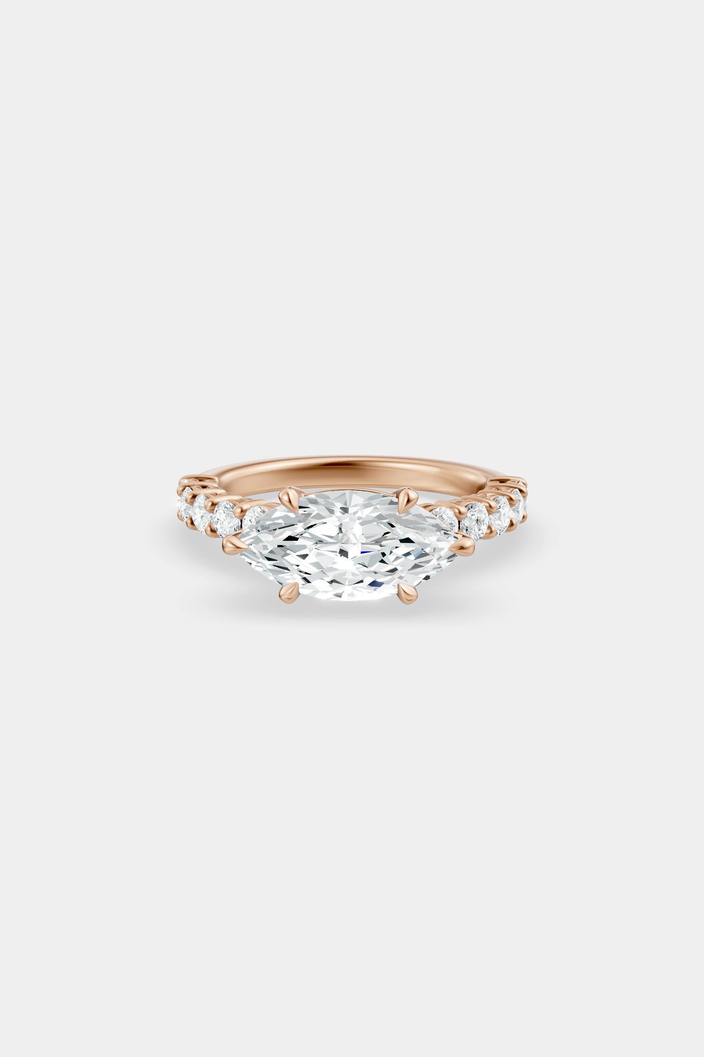 East West Diamond Solitaire Ring | 0.05ct Diamond Half Eternity Band