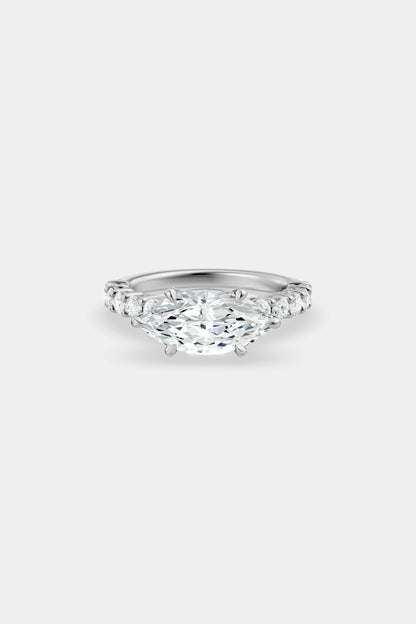 East West Diamond Solitaire Ring | 0.05ct Diamond Half Eternity Band