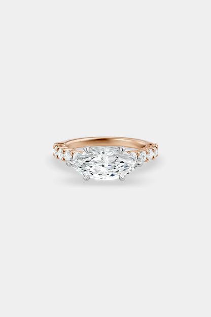East West Diamond Solitaire Ring | 0.05ct Diamond Half Eternity Band