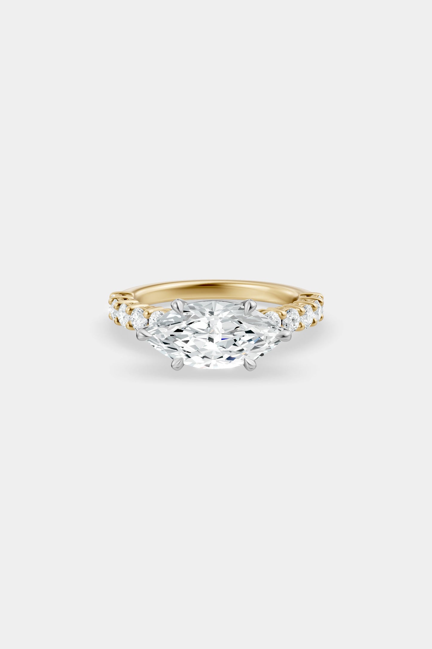 East West Diamond Solitaire Ring | 0.05ct Diamond Half Eternity Band