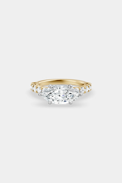 East West Diamond Solitaire Ring | 0.05ct Diamond Half Eternity Band