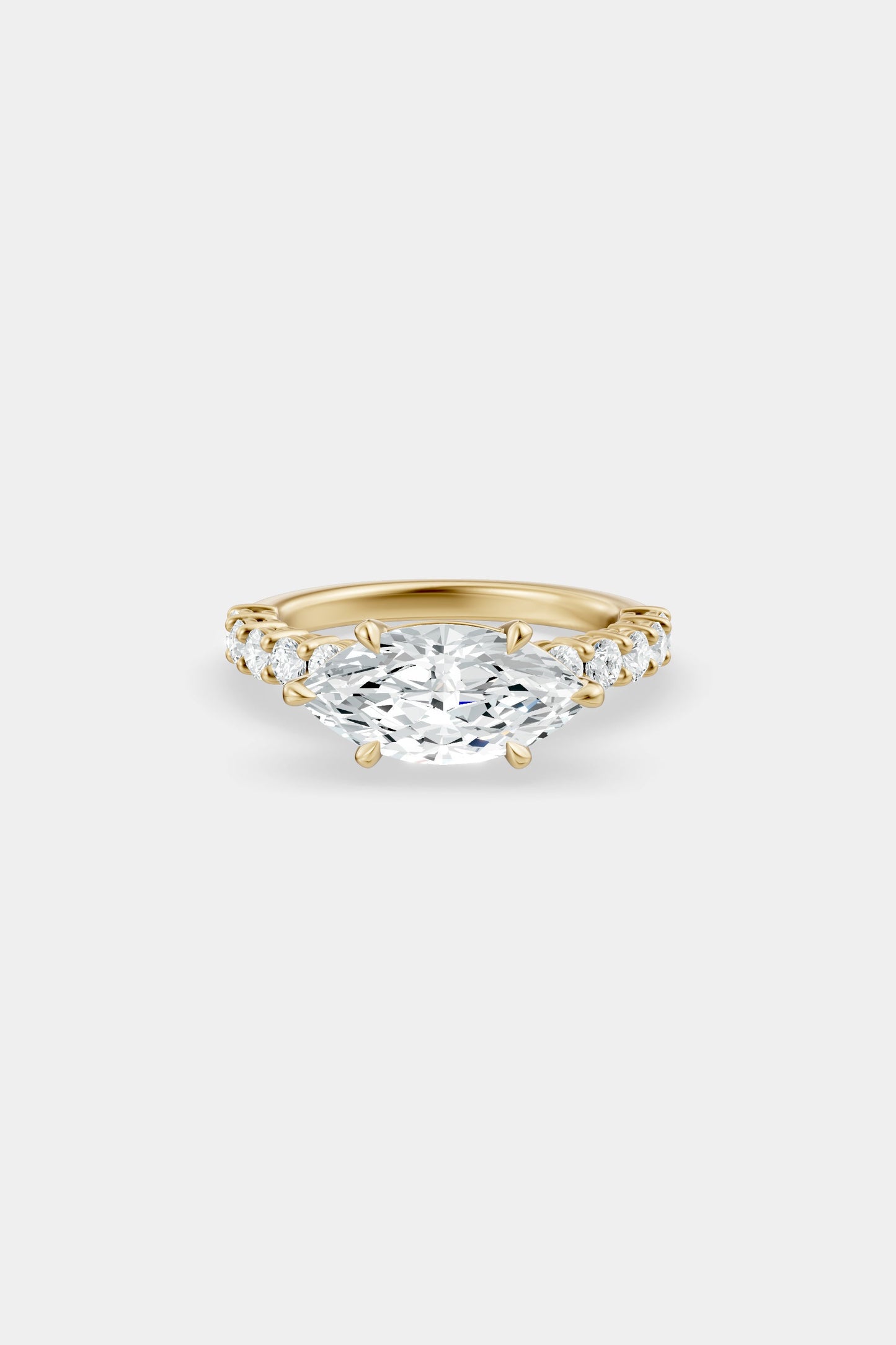 East West Diamond Solitaire Ring | 0.05ct Diamond Half Eternity Band