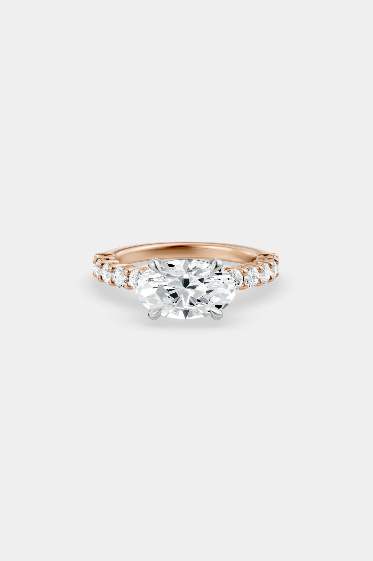East West Diamond Solitaire Ring | 0.05ct Diamond Half Eternity Band