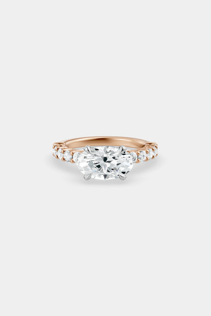 East West Diamond Solitaire Ring | 0.05ct Diamond Half Eternity Band