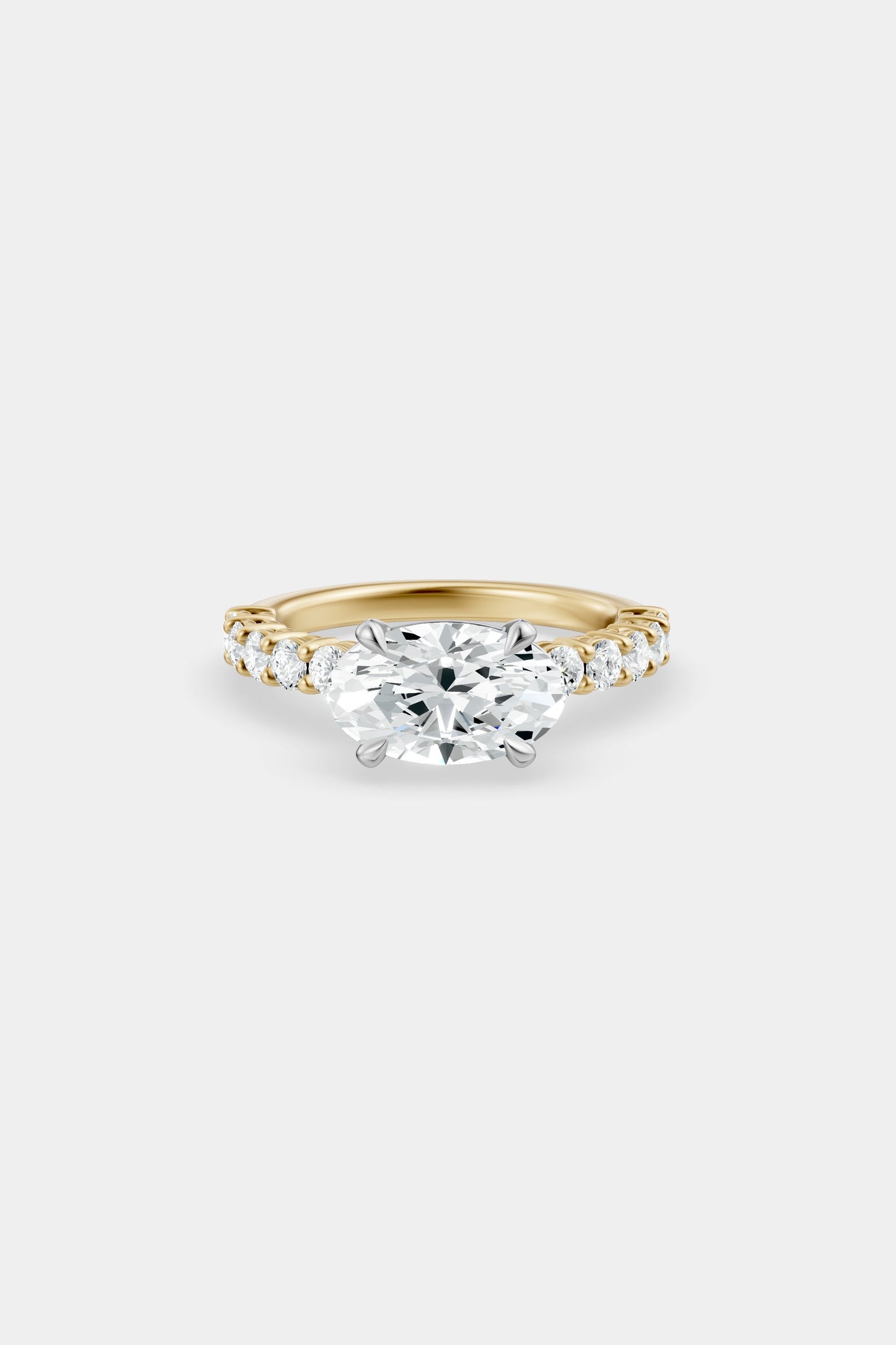 East West Diamond Solitaire Ring | 0.05ct Diamond Half Eternity Band