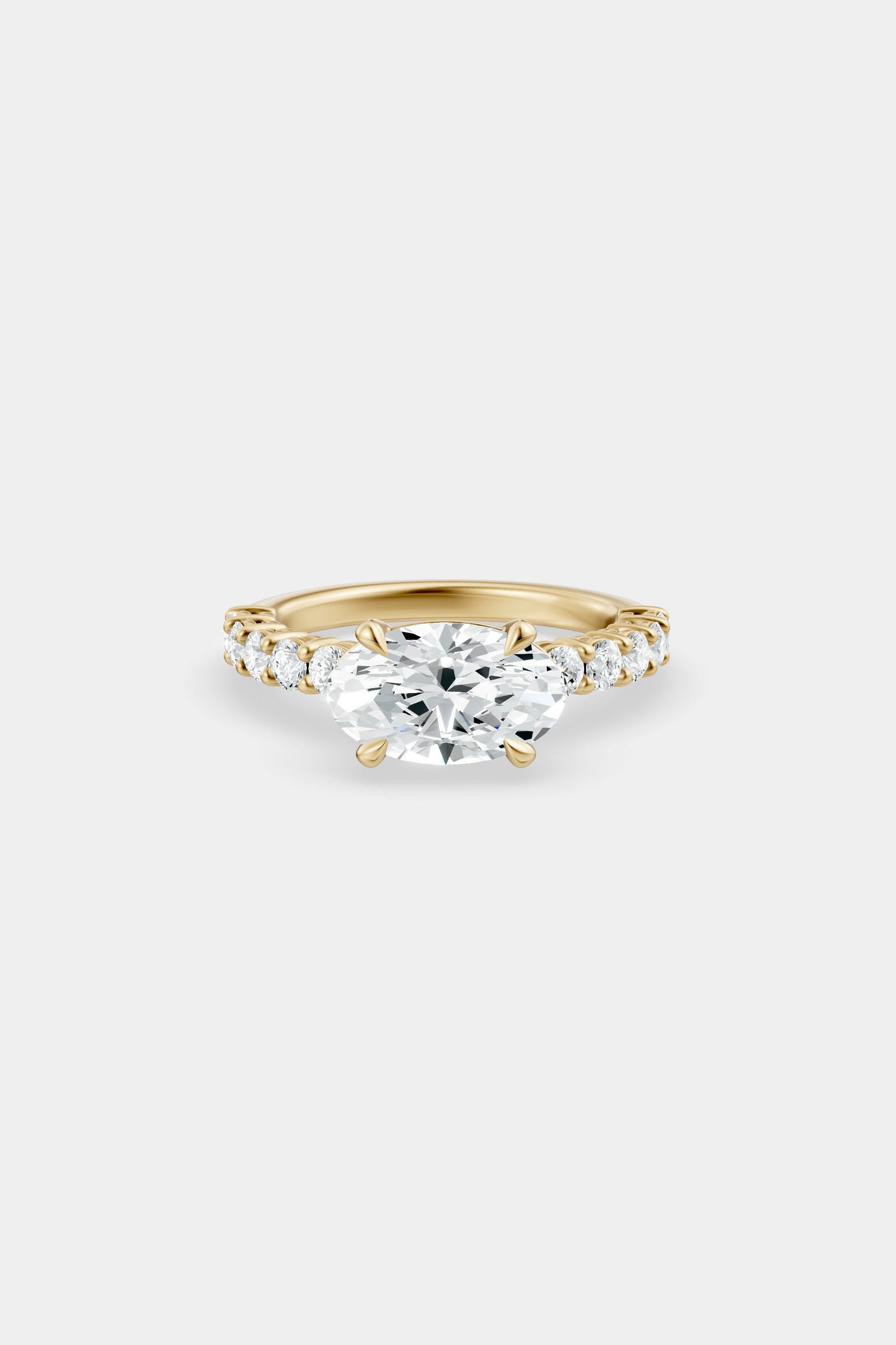 East West Diamond Solitaire Ring | 0.05ct Diamond Half Eternity Band