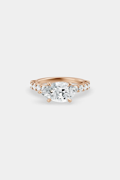 East West Diamond Solitaire Ring | 0.05ct Diamond Half Eternity Band