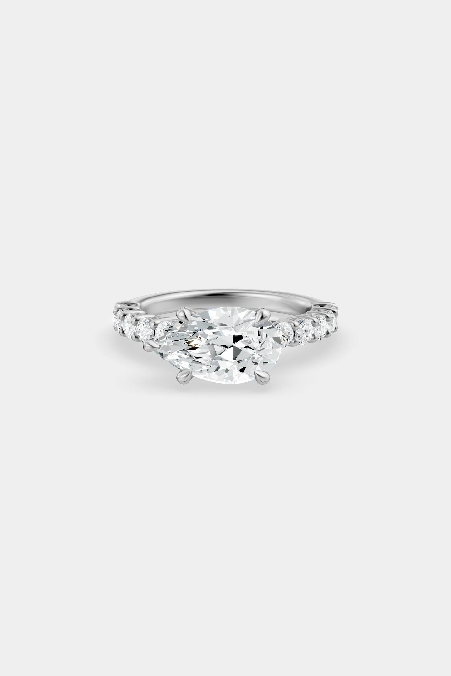 East West Diamond Solitaire Ring | 0.05ct Diamond Half Eternity Band